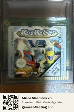 Micro Machines V3 Game Boy Color, PAL cartridge label