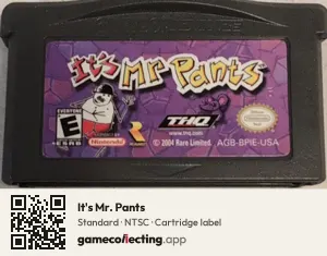 It's Mr. Pants Game Boy Advance, NTSC cartridge label