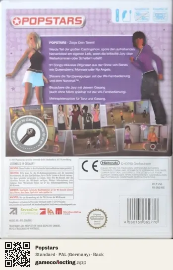 Popstars Nintendo Wii, Germany box back