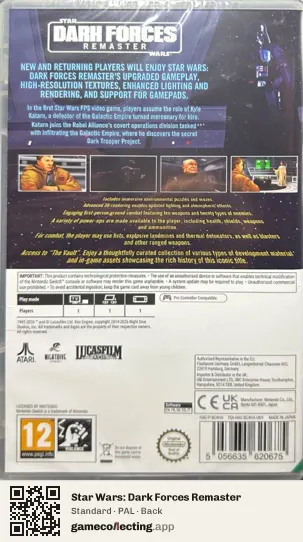 Star Wars: Dark Forces Remaster Nintendo Switch, PAL box back
