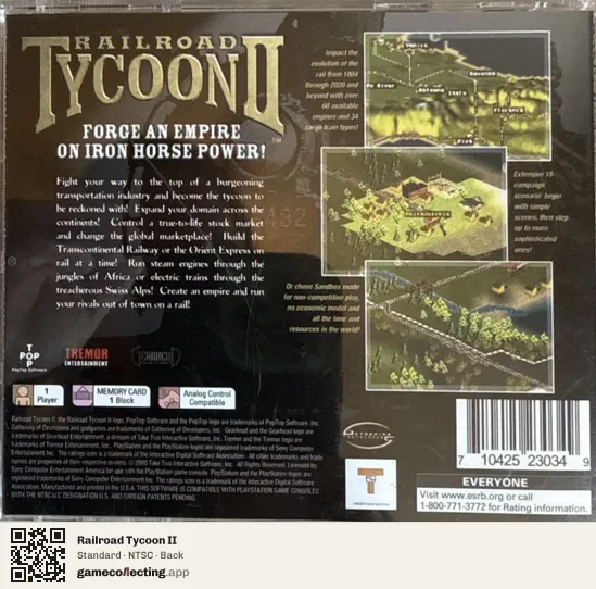 Railroad Tycoon II PlayStation, NTSC box back