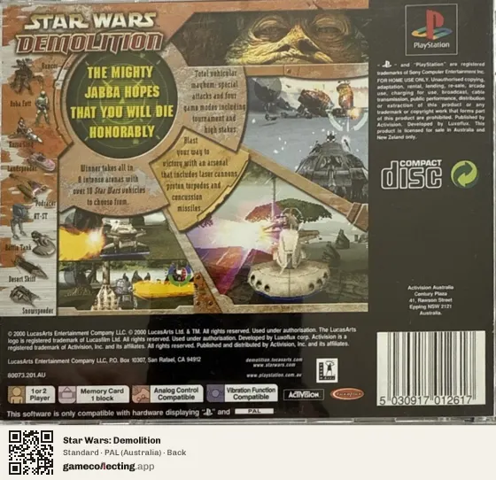 Star Wars: Demolition PlayStation, Australia box back
