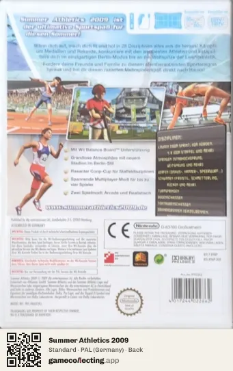 Summer Athletics 2009 Nintendo Wii, Germany box back