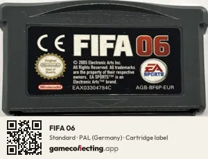 FIFA 06 Game Boy Advance, PAL cartridge label
