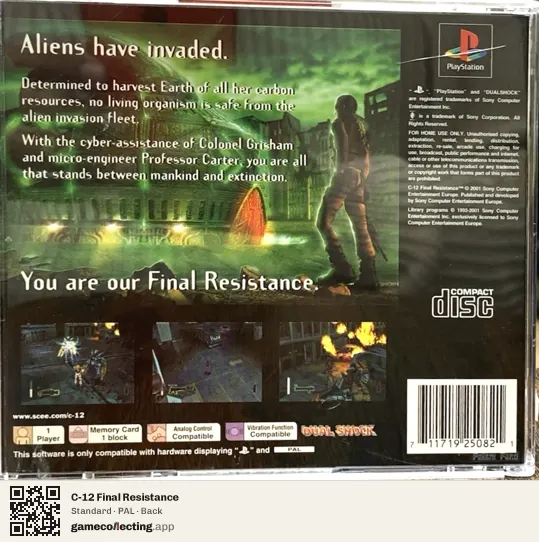 C-12 Final Resistance PlayStation, PAL box back