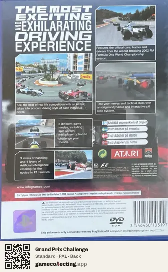 Grand Prix Challenge PlayStation 2, PAL box back