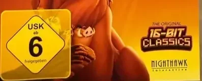 Disney Classic Games: Aladdin and the Lion King, the USK square on its front