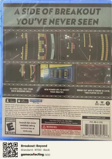 Breakout: Beyond PlayStation 5, NTSC box back