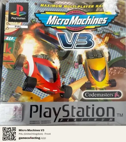 Micro Machines V3 PlayStation, United Kingdom box front