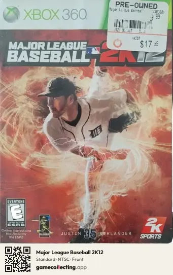Major League Baseball 2K12 Xbox 360, NTSC box front