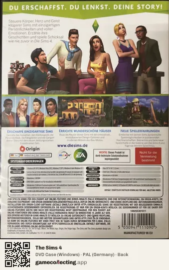 The Sims 4 Computer, Germany box back