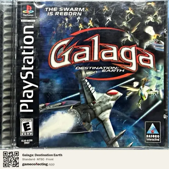 Galaga: Destination Earth PlayStation, NTSC box front