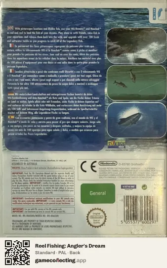 Reel Fishing: Angler's Dream Nintendo Wii, PAL box back