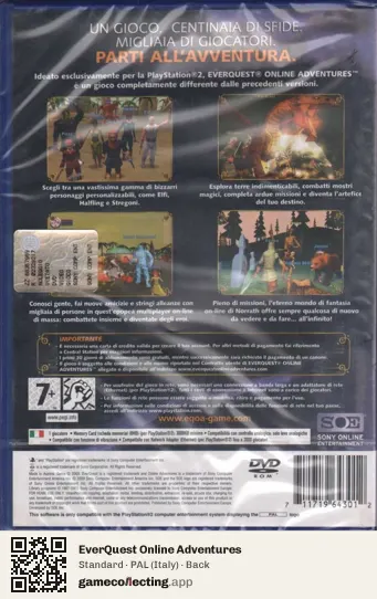 EverQuest Online Adventures PlayStation 2, Italy box back