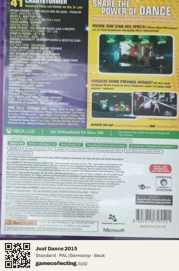 Just Dance 2015 Xbox 360, Germany box back