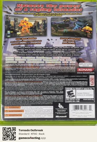 Tornado Outbreak Xbox 360, NTSC box back