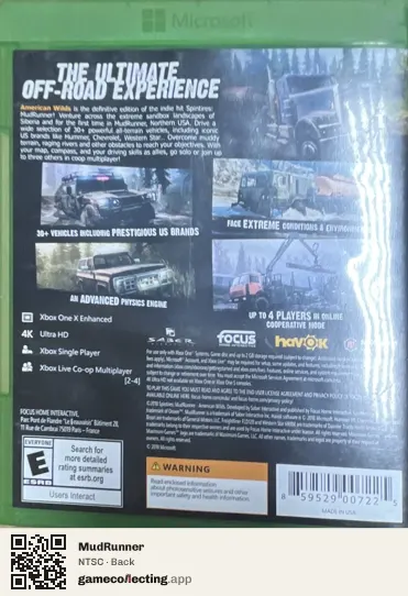MudRunner Xbox One, NTSC box back