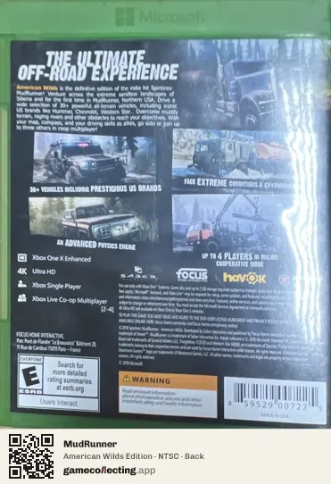 MudRunner Xbox One, NTSC box back