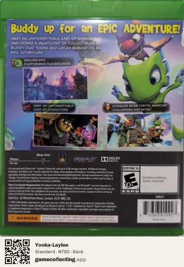 Yooka-Laylee Xbox One, NTSC box back