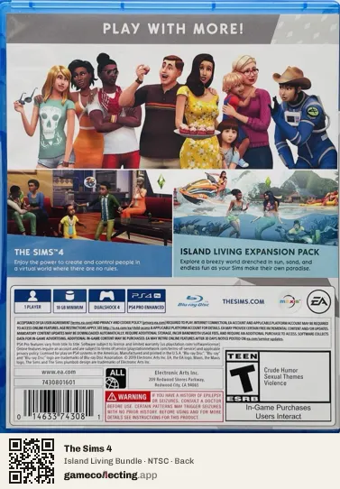 The Sims 4 PlayStation 4, NTSC box back