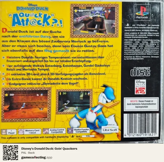 Disney's Donald Duck: Goin' Quackers PlayStation, PAL box back