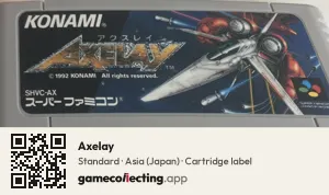 Axelay Super Nintendo Entertainment System, Asia cartridge label
