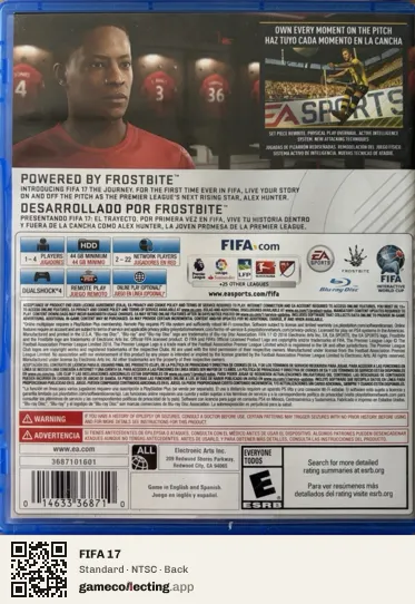 FIFA 17 PlayStation 4, NTSC box back