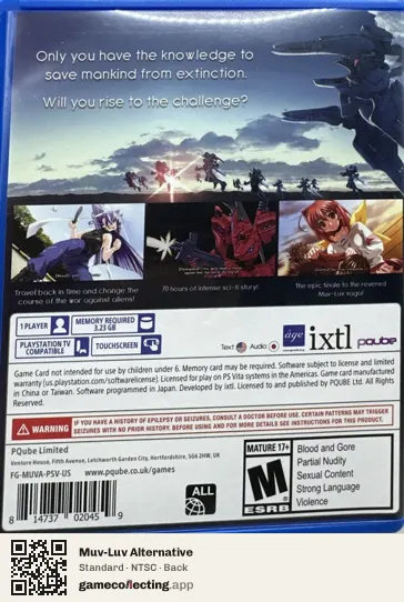 Muv-Luv Alternative PlayStation Vita, NTSC box back