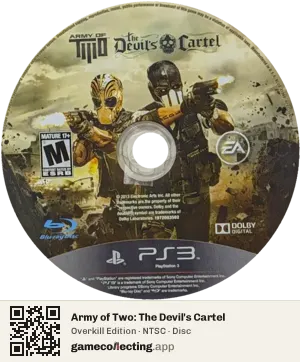 Army of Two: The Devil's Cartel PlayStation 3, NTSC disc