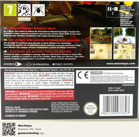 Mini Ninjas Nintendo DS, PAL box back