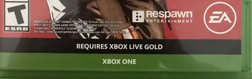 Apex Legends, the ESRB box on its front