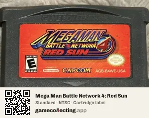 Mega Man Battle Network 4: Red Sun Game Boy Advance, NTSC cartridge label