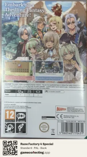Rune Factory 4 Special Nintendo Switch, PAL box back