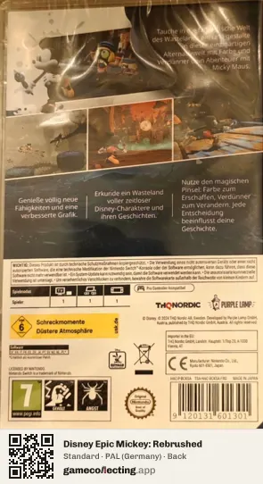 Disney Epic Mickey: Rebrushed Nintendo Switch, Germany box back