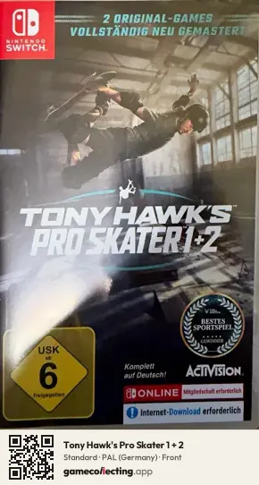 Tony Hawk's Pro Skater 1 + 2 Nintendo Switch, Germany box front