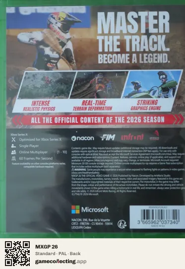 MXGP 26 Xbox Series X, PAL box back