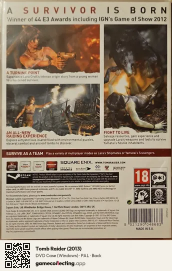 Tomb Raider (2013) Computer, PAL box back