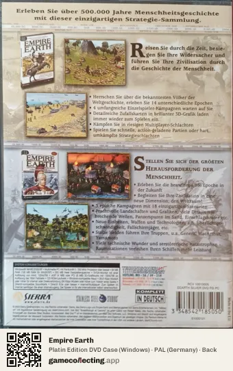 Empire Earth Computer, Germany box back