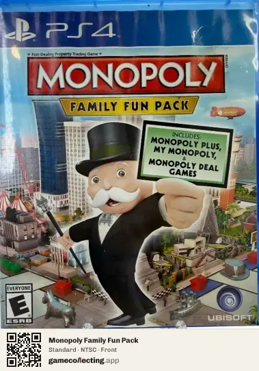 Monopoly Family Fun Pack PlayStation 4, NTSC box front