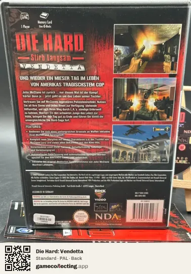 Die Hard: Vendetta Nintendo GameCube, PAL box back