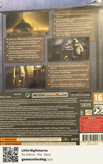 Little Nightmares Xbox One, PAL box back