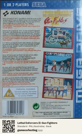 Lethal Enforcers II: Gun Fighters Sega Mega Drive / Genesis, Australia box back