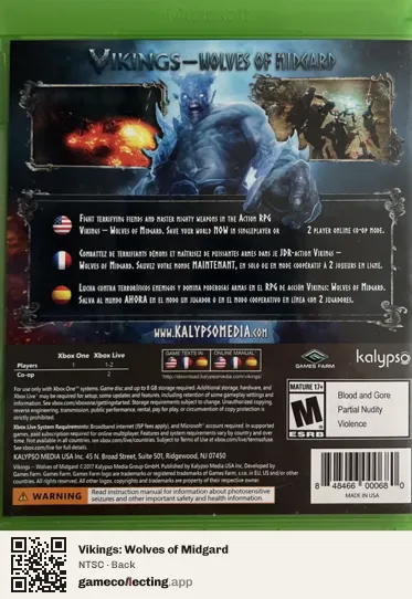 Vikings: Wolves of Midgard Xbox One, NTSC box back