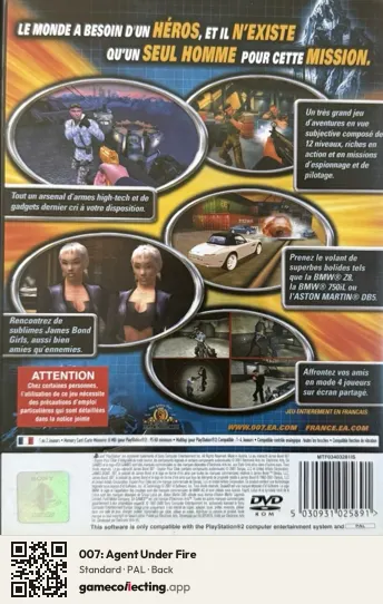 007: Agent Under Fire PlayStation 2, PAL box back
