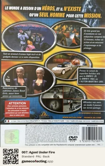 007: Agent Under Fire PlayStation 2, PAL box back