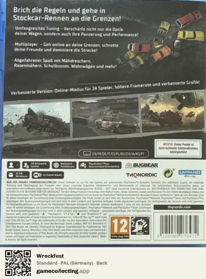 Wreckfest PlayStation 5, Germany box back