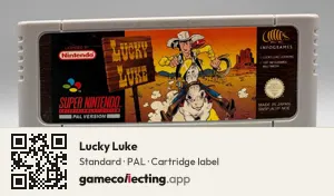 Lucky Luke Super Nintendo Entertainment System, PAL cartridge label