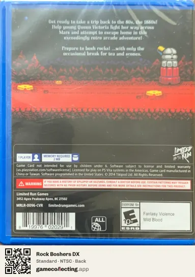 Rock Boshers DX PlayStation Vita, NTSC box back