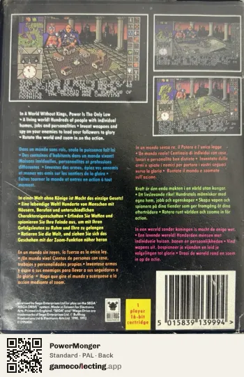 PowerMonger Sega Mega Drive / Genesis, PAL box back