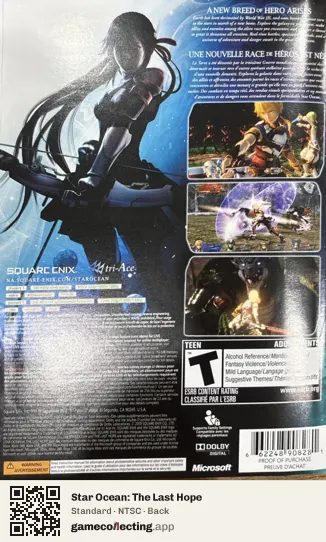 Star Ocean: The Last Hope Xbox 360, NTSC box back